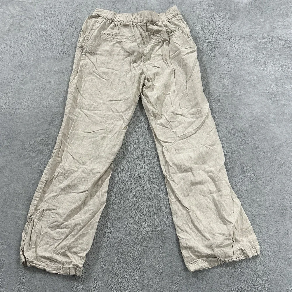 H&M Pants Lounge Women's Medium Comfy Beach Cream Linen Blend Boho Baggy